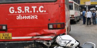 જામનગરમાં એસટી બસ સાથે સ્કૂટર અથડાવી ચાલક ફરાર
