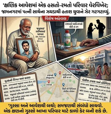 જામનગર: દંપતી વચ્ચે સંબંધોમાં કડવાસ, યુવાને દવા પીધી