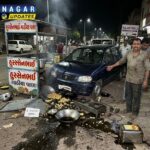 કાલાવડ: “ગાંઠિયા મોંઘા પડ્યા!” પાર્સલ માટે રાહ જોવાનું કહેતા જ ગ્રાહકે લારીમાં કાર ઠોકી દીધી