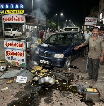 કાલાવડ: “ગાંઠિયા મોંઘા પડ્યા!” પાર્સલ માટે રાહ જોવાનું કહેતા જ ગ્રાહકે લારીમાં કાર ઠોકી દીધી