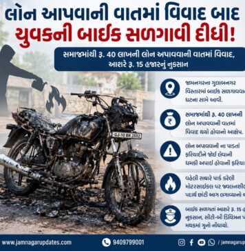 જામનગર: પૂર્વ ડેપ્યુટી મેયરની બાઇક સળગાવી દેવાઈ, કારણ સમાજની લાખની કથિત લોનનો વાયદો ?