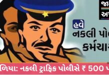ખંભાળિયામાં નકલી પોલીસે બાઈક ચાલકને રોકી ૫૦૦ રૂપિયા પડાવ્યા
